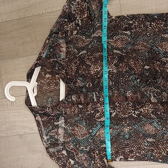 Planet Sheer Dress Shirt in Brown Blue and Cream US 12 - Picture 8 of 9